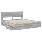 Bed Frame with Drawer Grey Sonoma 180 x 200 cm Engineered Wood 3412162