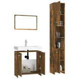3 Piece Bathroom Furniture Set Smoked Oak Engineered Wood 3152716