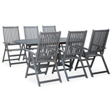 Garden Dining Set Grey Solid Acacia Wood 7 Piece Set Foldable 47278