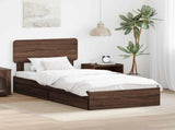 Storage Bed with Drawer Brown Oak 90 x 200 cm Engineered Wood 3412317