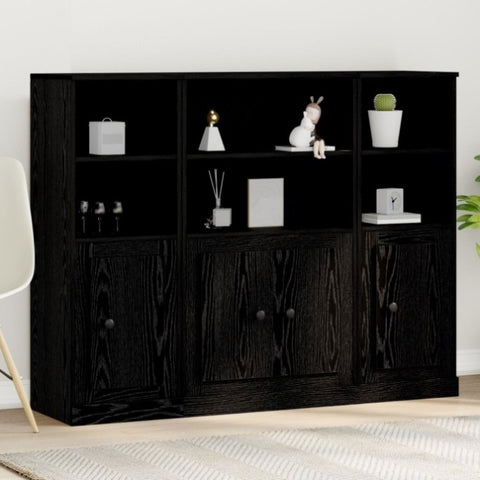 ZNTS Highboard Black Oak 132x35,5x103,5 cm Engineered Wood 3333077