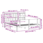 ZNTS Bookcase Bed without Mattress White 200x200cm Solid Wood Pine 3322701