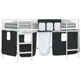 Kids'Loft Bed Frame with Curtains White and Black 90 x 200 cm 42020811