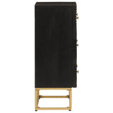Chest of Drawers Black 55x30x76 cm Solid Wood Mango and Iron 372025