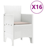 Garden Dining Set with Cushions with Cushion 17 pcs White PP 3378663