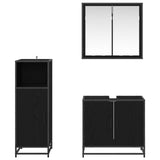 Bathroom Furniture Set 3 pcs Black Oak Engineered Wood 3402368