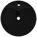 Ceramic Bathroom Sink Basin Faucet/Overflow Hole Black Round 141939