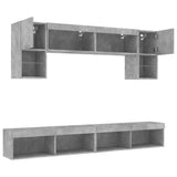 6 Piece TV Wall Units with LED Concrete Grey Engineered Wood 3216707