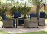 Garden Dining Set with Cushion 5 pcs Grey Poly Rattan 3380473