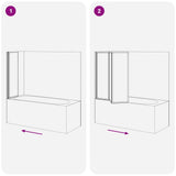 Shower Bath Screen Wall 141 x 132 cm 3 Panels Foldable 140785