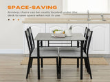 Five-Piece Marble Effect Dining Table Set - Grey/Black T3398P341236