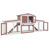 Outdoor Large Rabbit Hutch Brown and White 201x45x85 cm Wood 170844