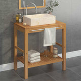 Bathroom Vanity Cabinet Solid Teak with Sink Marble Cream 3058160