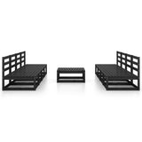 9 Piece Garden Lounge Set Black Solid Pinewood 3075358