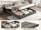 4ft6 Double Upholstered Storage Bed Frame, No Headboard Linen Bed Frame with Hydraulic Storage, N652P396290G