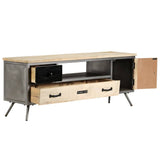 TV Cabinet Solid Mango Wood and Steel 120x30x45 cm 246282
