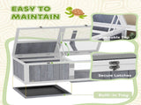 Wooden Tortoise House with Lamp Holder, Clear Windows, Openable Tops, Built-In Tray, Light Grey T3398P425330
