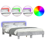 Bed Frame with LED without Mattress Concrete Grey 140x190 cm 3207563