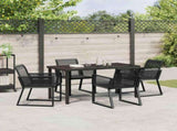 Garden Dining Set 5 pcs Black Powder-Coated Steel 3379312