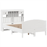 Bookcase Bed without Mattress White 135x190 cm Double Solid Wood Pine 3323153
