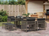 9 Piece Garden Dining Set with Cushions Grey Poly Rattan 3211676