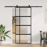 Sliding Door with Hardware Set 90x205 cm Tempered Glass and Aluminium 3333035