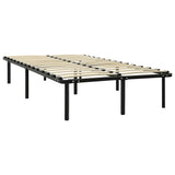 Bed Frame Black Metal, poplar wood Double Heavy Weight Endurance 284682