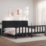 Bed Frame without Mattress Black 200x200 cm Solid Wood Pine 3192970