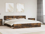 Bed Frame Smoked Oak 180 x 200 cm Solid Pine Wood 3412046
