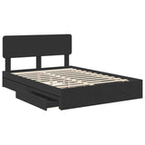 Storage Bed with Headboard Black 150 x 200 cm Engineered Wood 3412263