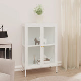 Sideboard White 75x35x105 cm Steel and Glass 336071