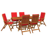 7-Piece Garden Dining Set Natural Solid Acacia Wood 3434492