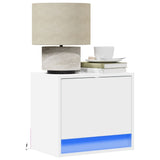 ZNTS Wall-mounted Bedside Cabinets with LED Lights 2 pcs White 852076