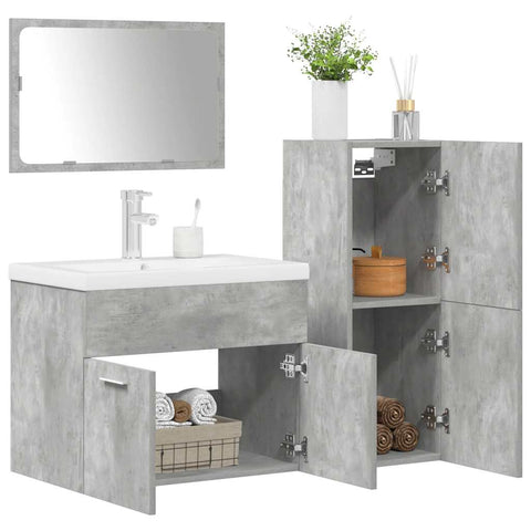 ZNTS 4 Piece Bathroom Furniture Set Concrete Grey Engineered Wood 3324903