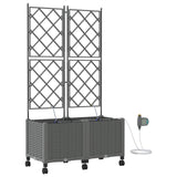 Garden Planter with Irrigation&Wheels 2 pcs Light Grey PP 3423007