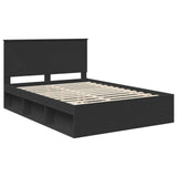 Bed Frame with Headboard Black 135 x 190 cm Solid Pine Wood 3411020