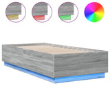 Bed Frame with LED without Mattress Grey Sonoma 100x200 cm 3209630