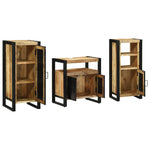 Bathroom Furniture Set with Shelf 3 pcs Brown Solid Mango Wood 3305632