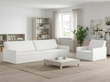 Sofa Set 2 pcs White Fabric 3433186