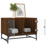 Coffee Table with Glass Doors Brown Oak 68.5x50x50 cm 836545