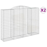 Arched Gabion Baskets 2 pcs 300x50x200/220 cm Galvanised Iron 3146791