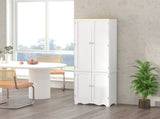Freestanding 4-Door Kitchen Cupboard, Storage Cabinet Organizer with 4 Shelves, White T3398P342367