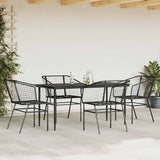 5 Piece Garden Dining Set Black Poly Rattan Glass 3334488