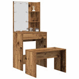 Dressing Table Set with LED Old Wood Engineered Wood 3329187