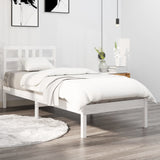 Bed Frame White Solid pine wood Single Decorative Inlays 3105396