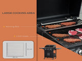 3 Burner Gas BBQ Grill Outdoor Portable Barbecue Trolley w/ Warming Rack, Side Shelves, Storage T3398P324015