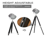 Industrial Style Adjustable Tripod Floor Lamp, Searchlight Lamp with Wooden Legs and Steel T3398P344629