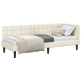 Corner Bed Frame with Headboard Cream 80 x 200 cm Velvet 42016415
