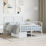 ZNTS Metal Bed Frame with Headboard and Footboard White 120x200 cm 373952