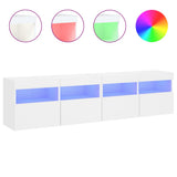 TV Wall Cabinets with LED Lights 2 pcs White 80x30x40 cm 837198